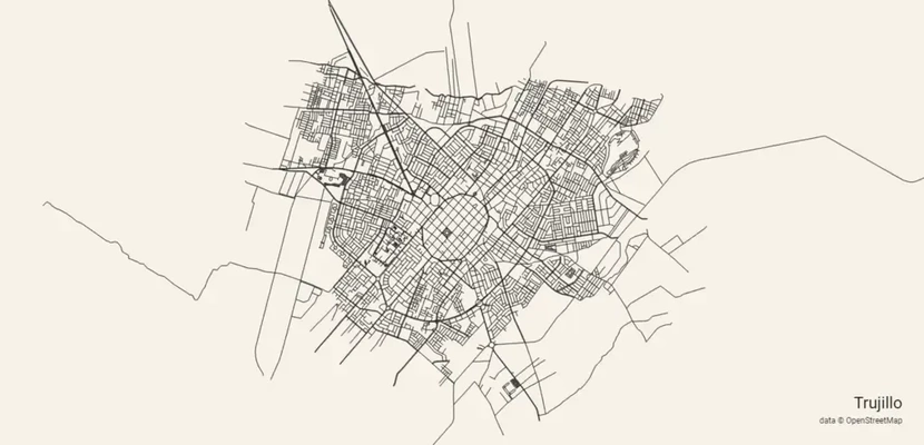 mapa de trujillo peru 3d stadt straßen modelle download realität wolke 3d print model - Mito3D