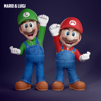 mario & luigi super bros 3d models download creality cloud fictional characters 3d print model - Mito3D