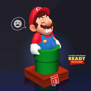 Mario incollato tubo immaginario personaggi 3d print model - Mito3D