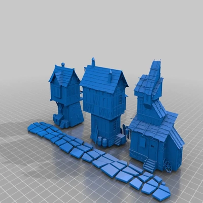 medieval casas bretoniano terreno 3d modelos baixar crialidade nuvem 3d print model - Mito3D