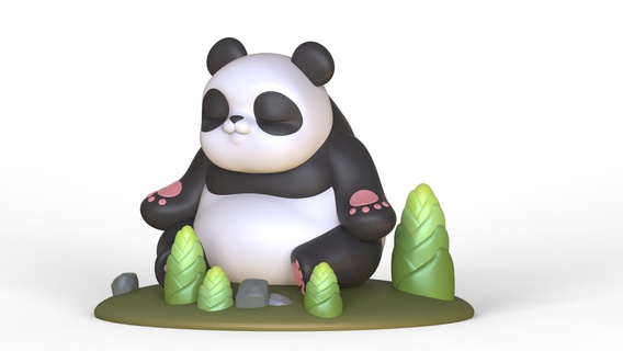 meditação panda animais 3d print model - Mito3D