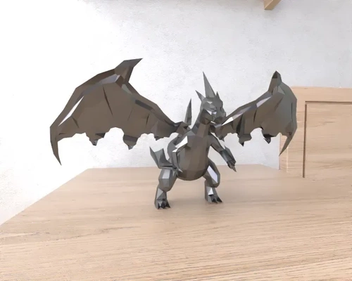 mega charizard pokémon pobre poli 3d modelos baixar crialidade nuvem 3d print model - Mito3D