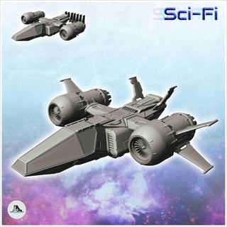 mercurialis spaceship 40 - sci-fi science fiction future 4 Spacecrafts 3d print model - Mito3D