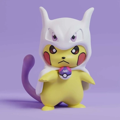 mewtwo pikachu 3d models download creality cloud 3d print model - Mito3D