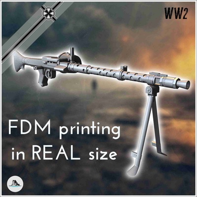 mg 34 mitragliatrice macchina pistola bipiede fdm vero taglia 3d modelli scarica creality nube giocattolo pistole 3d print model - Mito3D