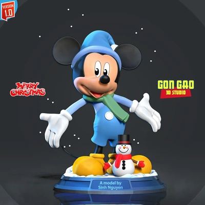 mickey souris in hiver 3d modèles télécharger créalité nuage 3d print model - Mito3D