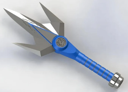 mmpr azul guarda lança 3d print model - Mito3D