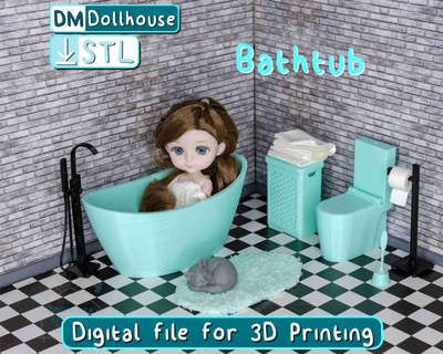modern 1 12 miniature freestanding tub dollhouses 3d models download creality cloud Dolls & Accessories 3d print model - Mito3D