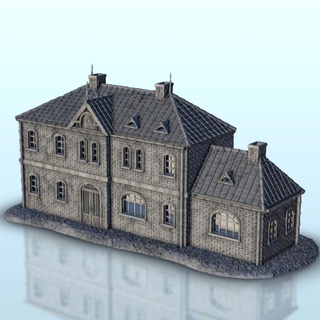 modern Backstein Haus Fußboden 19 ww2 Terrain Landschaft historisch Gebäude 3d print model - Mito3D