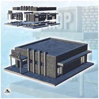 moderno tijolo loja marquise Entrada placa terreno histórico edifícios 3d print model - Mito3D