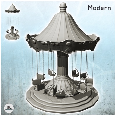 modern children's carousel hanging chairs 3 - miniatu 3d models download creality cloud architectural 3d print model - Mito3D