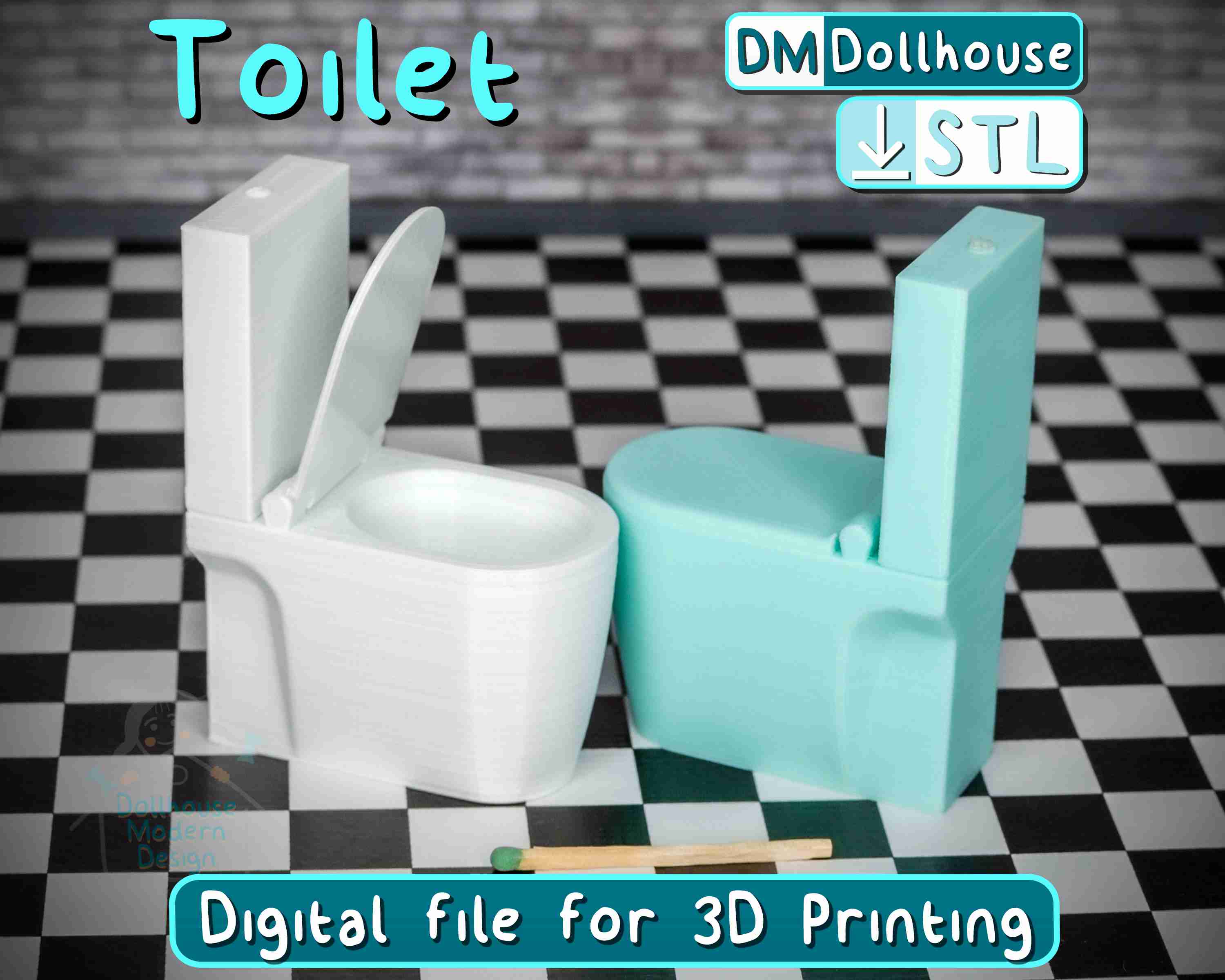 moderne miniature toilette 1 12 échelle ouverture couvercle 3d modèles Télécharger créalité nuage poupées accessoires 3D print model - Mito3D