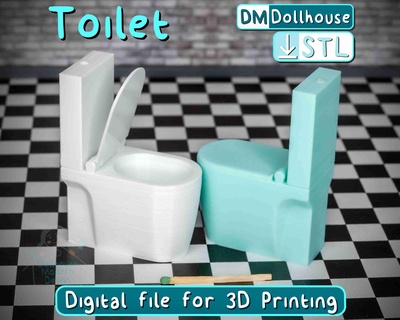 modern miniature toilet 1 12 scale opening lid 3d models download creality cloud Dolls & Accessories 3d print model - Mito3D