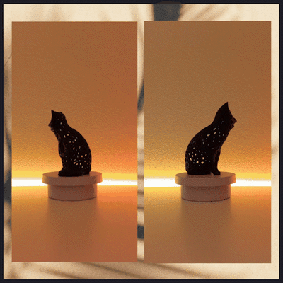 modern vornoi lamp cute cat statue no support 3d models download creality cloud mammal 3d print model - Mito3D