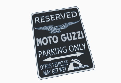moto guzzi motocicleta motociclista oficina estacionamento Aviso placa motos 3d print model - Mito3D