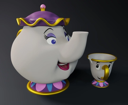 mrs potts chip beauty beast 3d models download creality cloud characters 3d print model - Mito3D