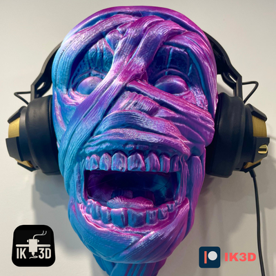 mummy head wall mounted headphones holder - no supports 3d models download creality cloud monsters 3d print model - Mito3D