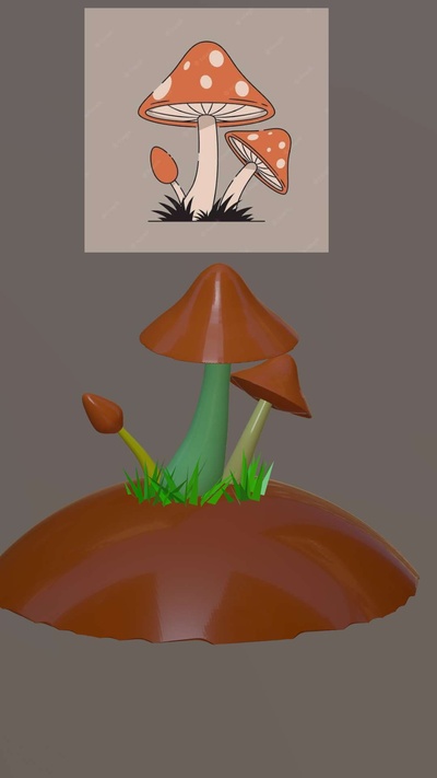 cogumelo 3d modelos baixar crialidade nuvem natureza plantas 3d print model - Mito3D