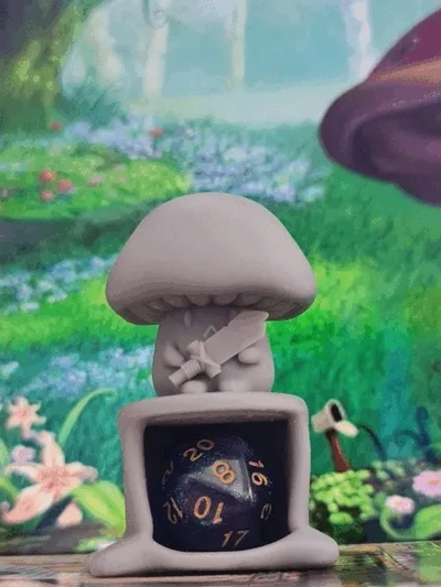 mushroom dice guardian holder 3d models download creality cloud board game 3d print model - Mito3D