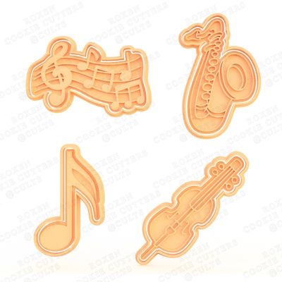 music cookie cutter set of 4 3d models download creality cloud foods 3d print model - Mito3D