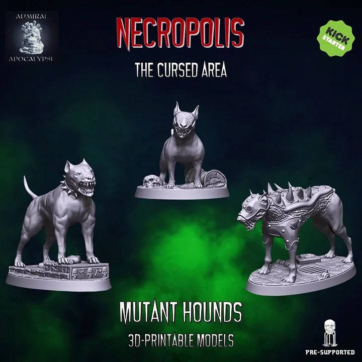 Mutant Hunde Pack pre supported Tafel Spiel 3D print model - Mito3D