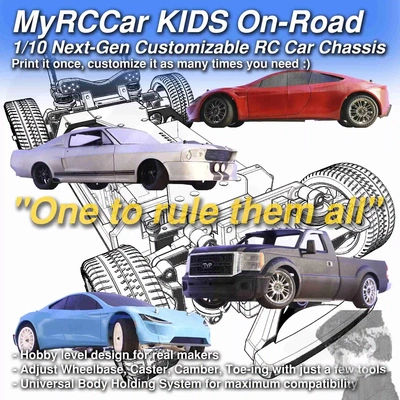 myrccar kids on-road chassis 1 10 next-gen rc car 3d models download creality cloud vehicles 3d print model - Mito3D