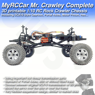 myrccar herr crawley vollständig 1 10 rc felsen crawler chassis 3d modelle download realität wolke fahrzeug teile 3d print model - Mito3D