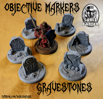 objective markers - gravestones fantasy games Home Decor 3d print model - Mito3D