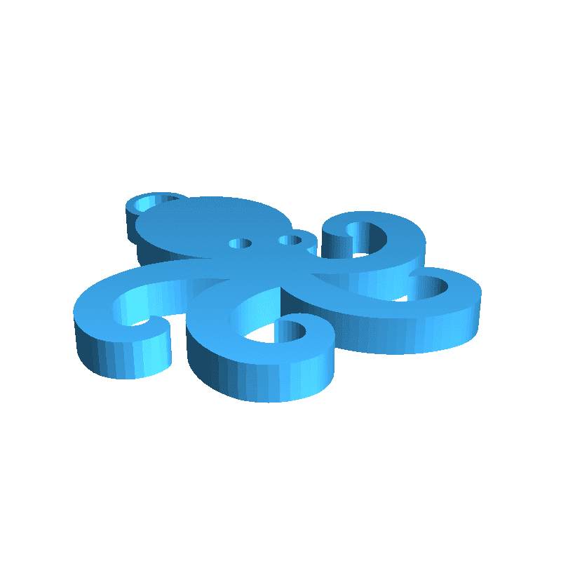 poulpe key chain animaux 3D print model - Mito3D