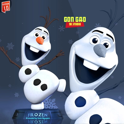 olaf is happy 3d models download creality cloud fictional characters 3d print model - Mito3D
