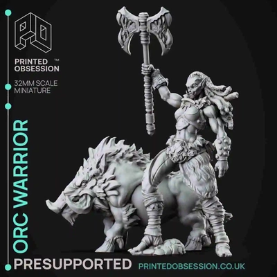 orc - warrior-foundlings-presupported 32mm scale 3d models download creality cloud characters 3d print model - Mito3D