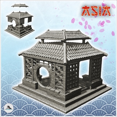 oriental altar openings curved double roof 2 3d models download creality cloud architectural 3d print model - Mito3D