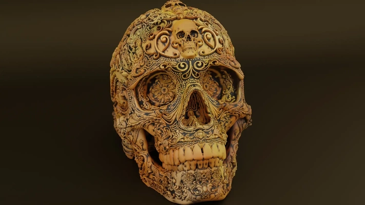 ornamental deluxe sugar skull 3d models download creality cloud 3d print model - Mito3D