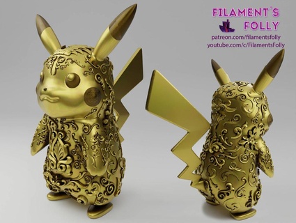 ornamental Pikachu 3d print model - Mito3D