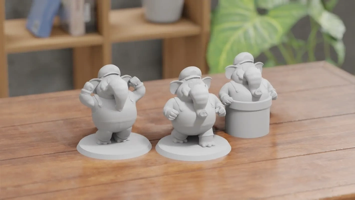 pack mario elefante l'éléphant 3d modèles télécharger créalité nuage 3d print model - Mito3D