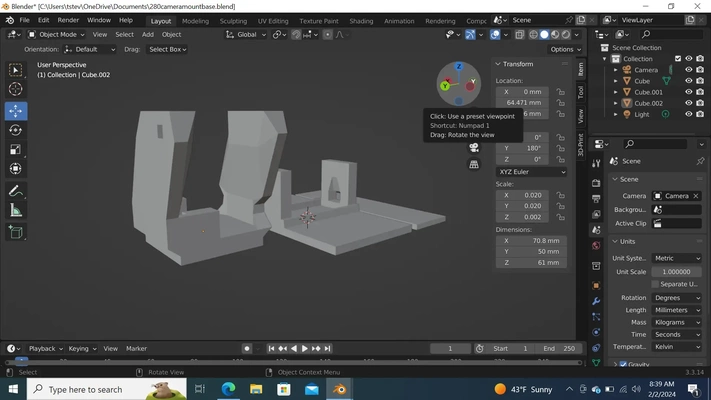 padella inclinare telecamera montare 3d modelli scarica creality nube 3d print model - Mito3D