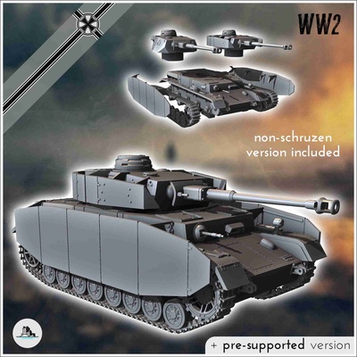 blindado iv h alemán oriental occidental ww2 tanque armadura 3d modelos descargar crealidad nube coches tanques 3d print model - Mito3D