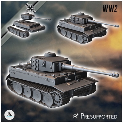 panzer vi tiger ausf e 1942 early - ww2 miniatures armor 3d models download creality cloud armored cars & tanks 3d print model - Mito3D