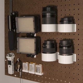 pegboard camera lens holder Gadgets & Electronics 3d print model - Mito3D