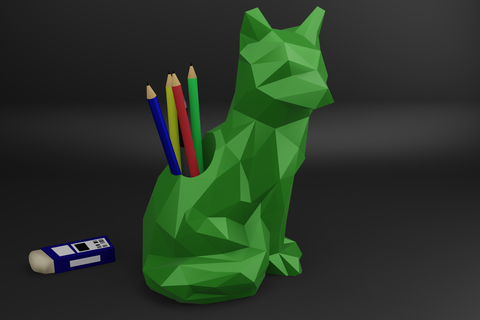 stylo tasse poly Renard animaux 3d print model - Mito3D