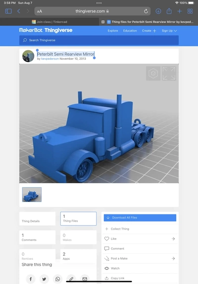 peterbilt semi retrovisore specchio 3d modelli scarica creality nube 3d print model - Mito3D