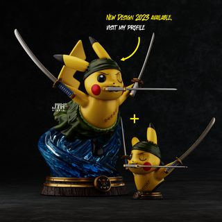 Pikachu zoro pokemon trozo + busto 3d modelos descargar crealidad nube ficticio caracteres 3d print model - Mito3D