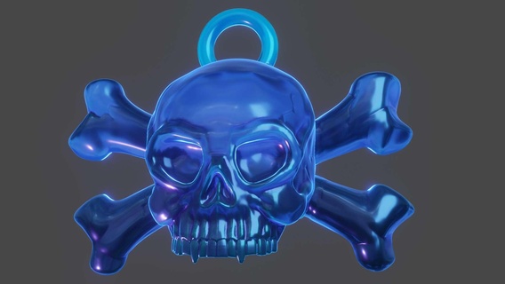 pirate skull pendant liontin keychain Jewellery 3d print model - Mito3D