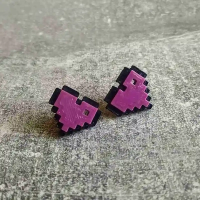 pixel heart earring 3d models download creality cloud jewellery 3d print model - Mito3D