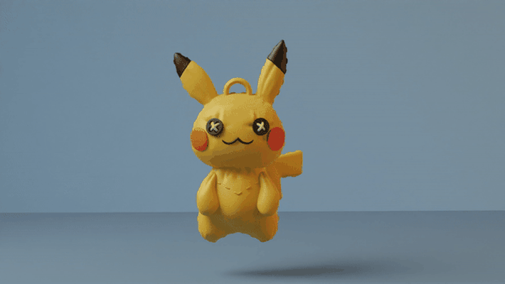 pok mon pikachu ragdoll keychain or pendant 3d models download creality cloud fictional characters 3d print model - Mito3D
