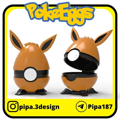 pokebolas eevee pascua resurrección huevo bisagra 3d modelos descargar crealidad nube 3d print model - Mito3D