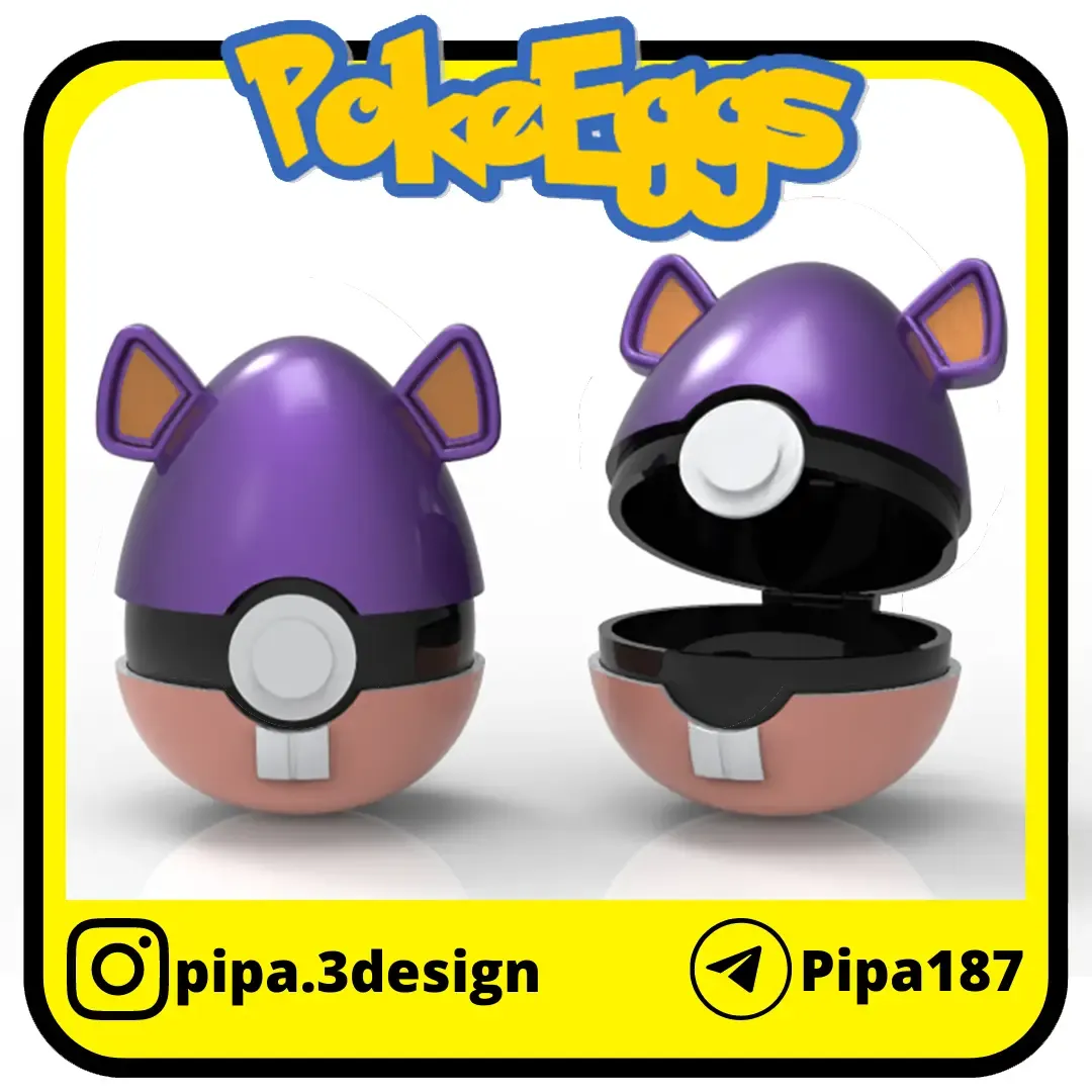 pokeballs rattata easter egg 3d models download creality cloud 3D print model - Mito3D