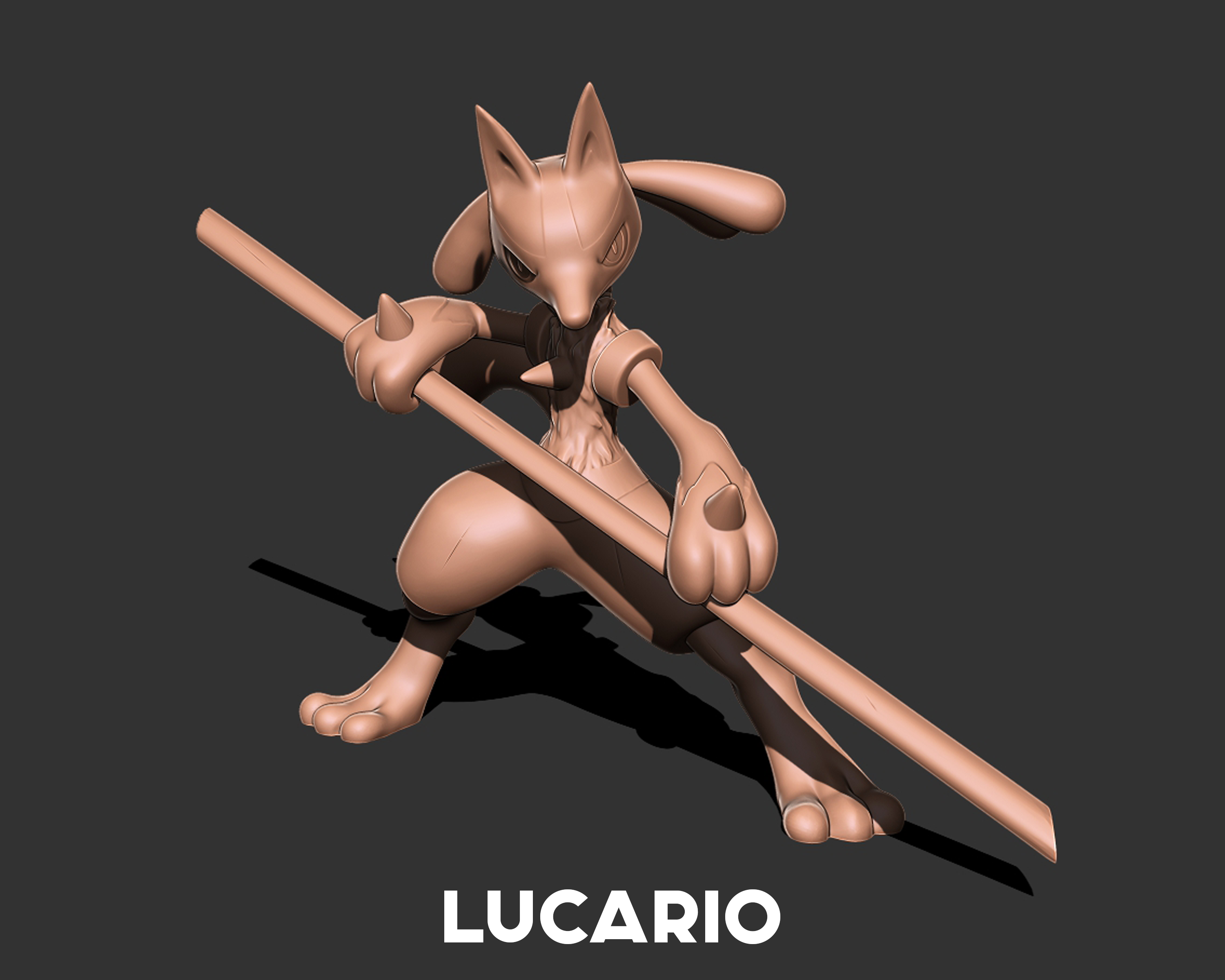 pokemon lucario 3d impresión modelo modelos descargar crealidad nube ficticio caracteres 3D print model - Mito3D