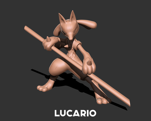 pokemon - lucario 3d print model models download creality cloud fictional characters 3d print model - Mito3D