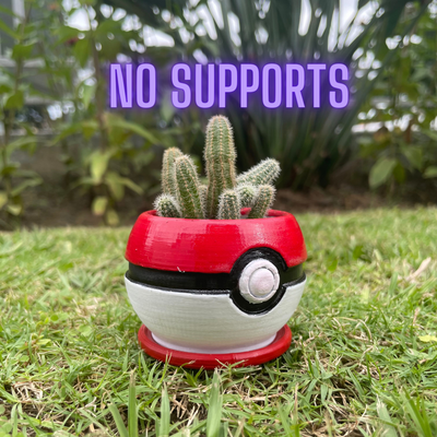pokemon pokeball planter plant pot no supports 3d models download creality cloud home decor 3d print model - Mito3D